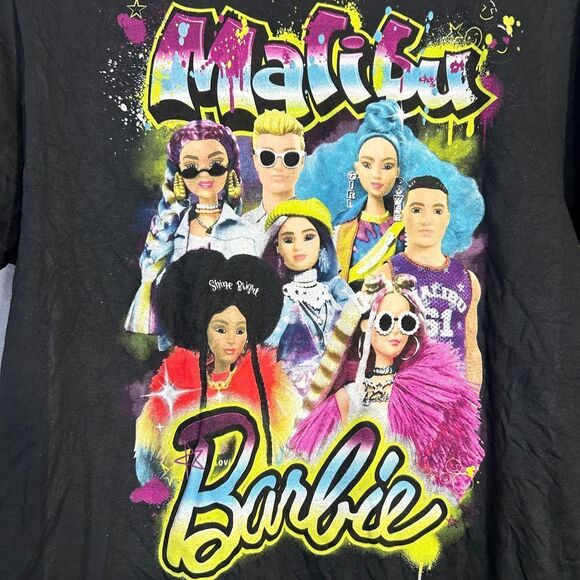 Barbie Movie Graphic T-Shirt Colorful Character Print Black Cotton M - Picture 3 of 4